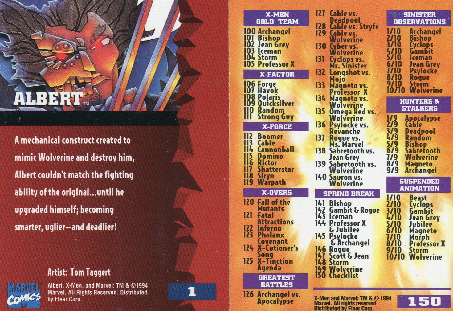Marvel X-Men 1995 Fleer Ultra 150 Base Trading Card Set