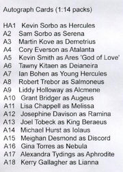 Hercules The Complete Journeys Autograph Card Set 18 Cards   - TvMovieCards.com