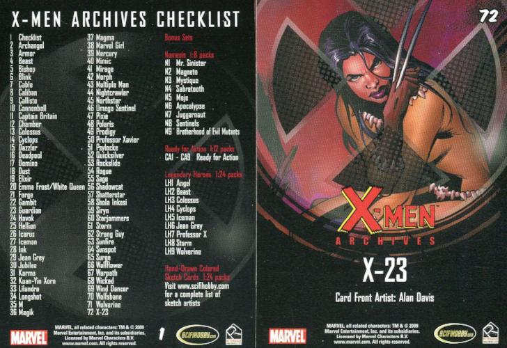 X-Men Archives Trading Base Card Set 72 Cards Marvel Rittenhouse 2009   - TvMovieCards.com