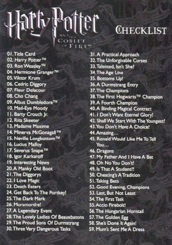 Harry Potter and the Goblet of Fire Base Card Set 90 Cards Artbox 2005   - TvMovieCards.com