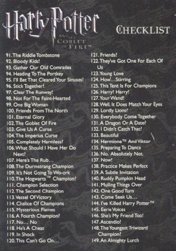 Harry Potter and the Goblet of Fire Update Base Card Set 90 Cards   - TvMovieCards.com