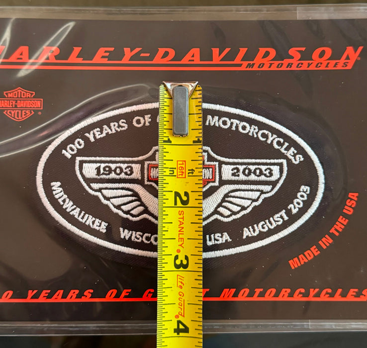 Harley Davidson Motorcycles 100th Anniversary 5" x 3" Jacket / Vest Oval Patch   - TvMovieCards.com