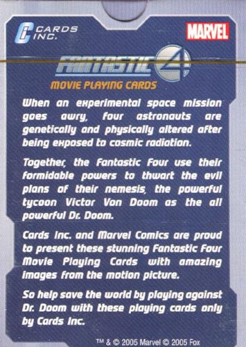 Fantastic Four Card Set Movie Playing Deck 55 Cards 52 Poker Cards Plus Jokers   - TvMovieCards.com