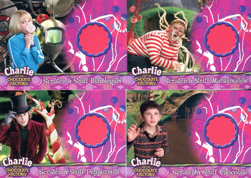 Charlie & Chocolate Factory Box Topper Scratch & Sniff Chase Card Set BT1-BT4   - TvMovieCards.com