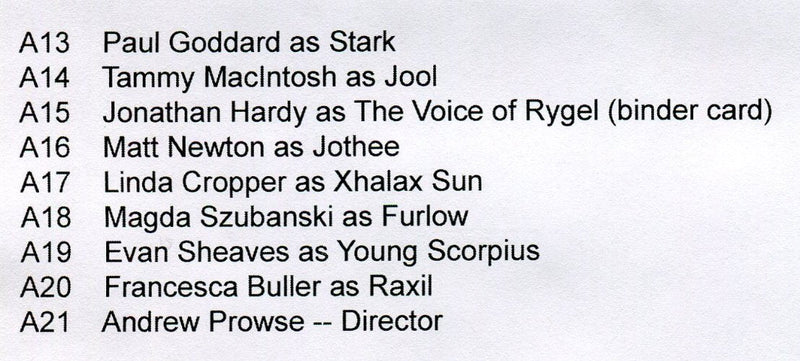 Farscape Season 3 Autograph Card Set 9 Cards A13 - A21   - TvMovieCards.com