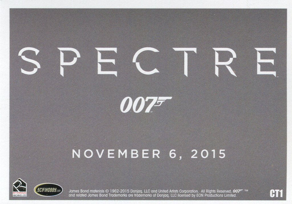 James Bond 2015 Archives Daniel Craig Spectre Case Topper Chase Card CT1   - TvMovieCards.com