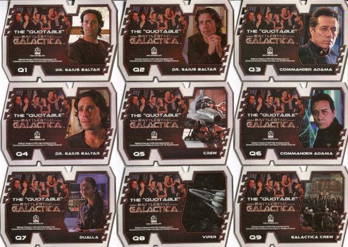 Battlestar Galactica Premiere Edition Quotable Chase Card Set 9 Cards Die-cut cards   - TvMovieCards.com