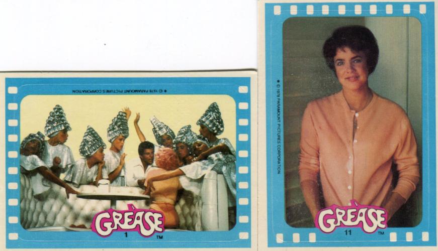 Grease Movie Series 1 Stickers Vintage Card Set 11 Sticker Cards Topps 1978   - TvMovieCards.com