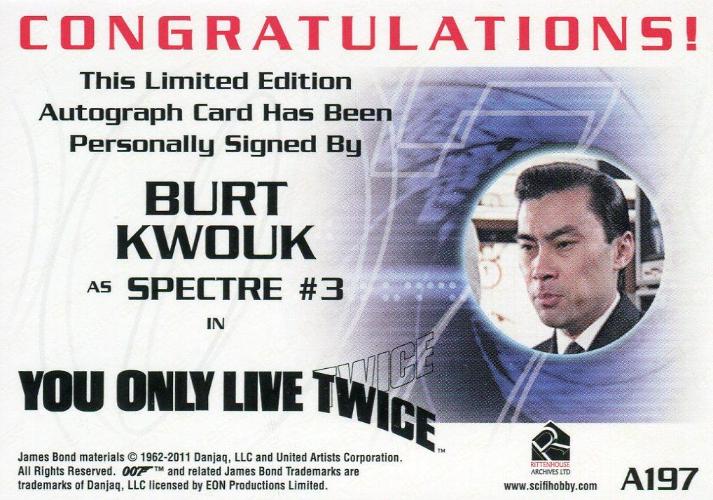 James Bond Mission Logs Burt Kwouk as Spectre #3 Autograph Card A197   - TvMovieCards.com