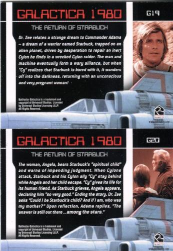 Battlestar Galactica Complete Galactica Chase Card Set 20 Cards G1 - G20   - TvMovieCards.com