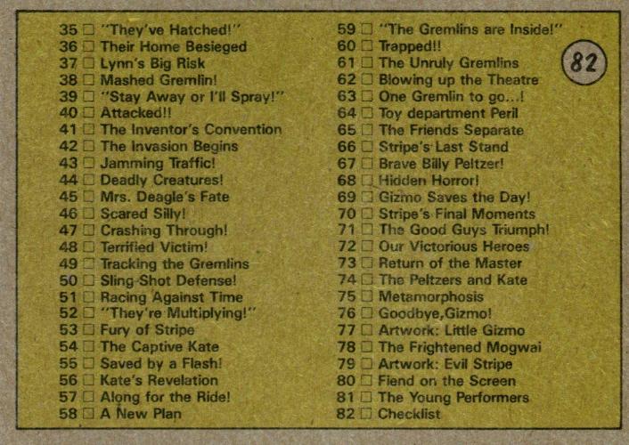 Gremlins 1 Movie Vintage Base Card Set 82 Cards and 11 Stickers 1984 Topps - TvMovieCards.com