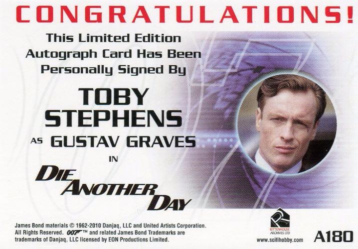 James Bond 50th Anniversary Series One Toby Stephens Autograph Card A180   - TvMovieCards.com