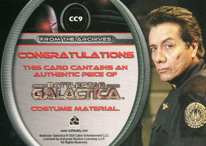 Battlestar Galactica Season One Commander William Adama Costume Card CC9   - TvMovieCards.com