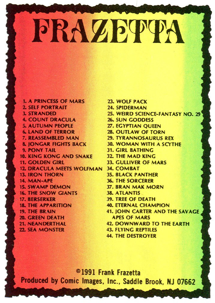 Frazetta Series 1 Base Card Set 90 Cards Comic Images 1991   - TvMovieCards.com
