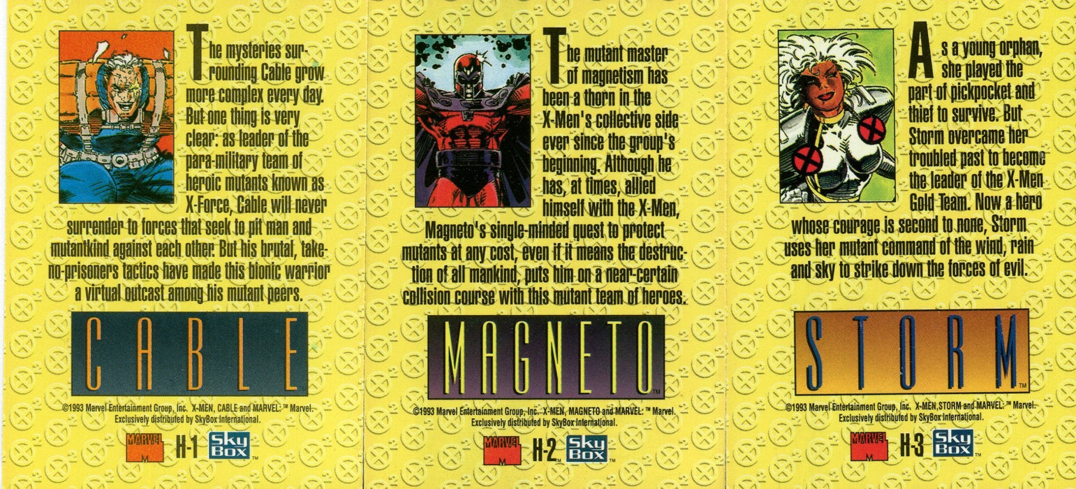 Marvel  X-Men Series 2 Holithogram Chase Card Set H-1 thru H-3 1993 Skybox   - TvMovieCards.com