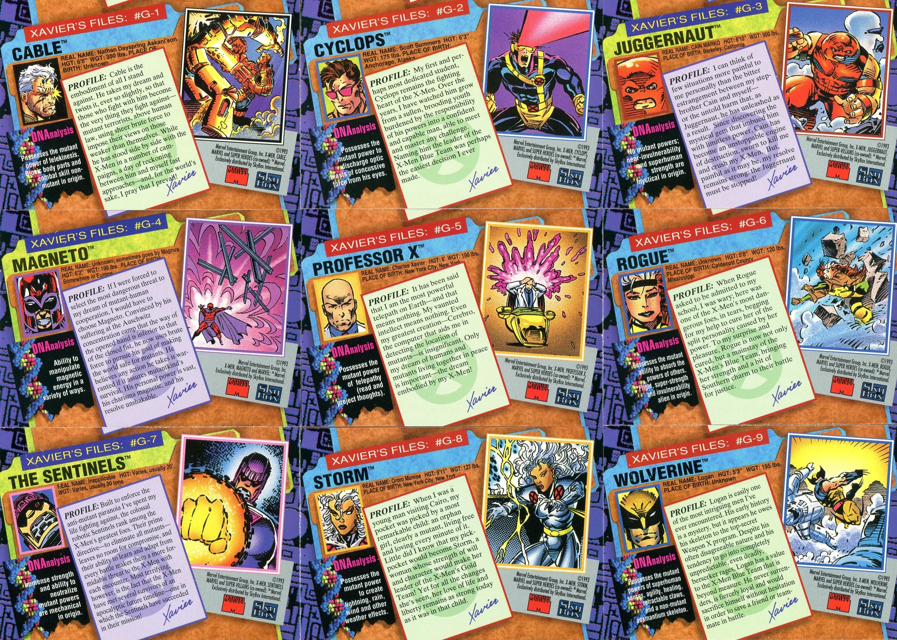 Marvel X-Men Series 2 Gold Foil Chase Card Set #G-1 thru #G-9 1993