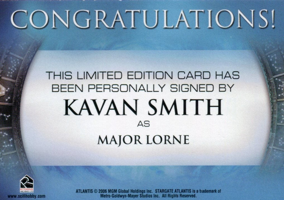 Stargate Atlantis Season Two Kavan Smith as Major Lorne Autograph Card   - TvMovieCards.com