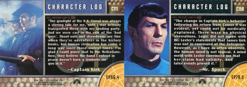 Star Trek The Original Series 3 TOS Character Log Chase Card Set 48 Cards   - TvMovieCards.com