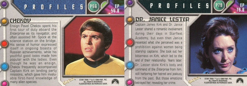 Star Trek The Original Series 3 TOS Profiles Chase Card Set 24 Cards Skybox 1999 - TvMovieCards.com