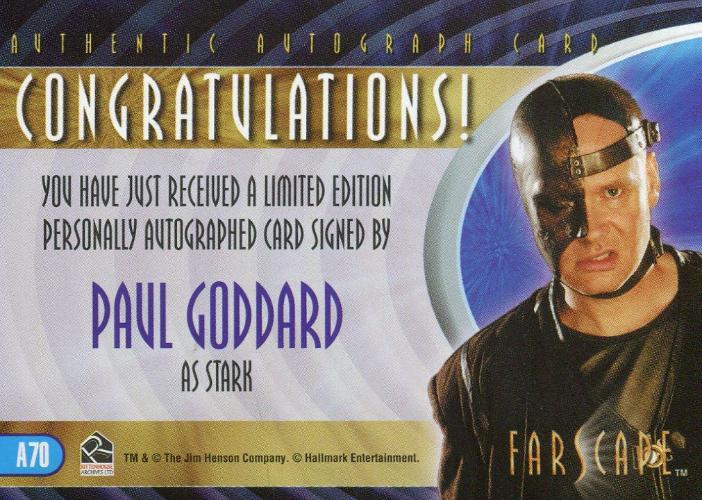 Farscape Through the Wormhole Paul Goddard Autograph Card A70   - TvMovieCards.com