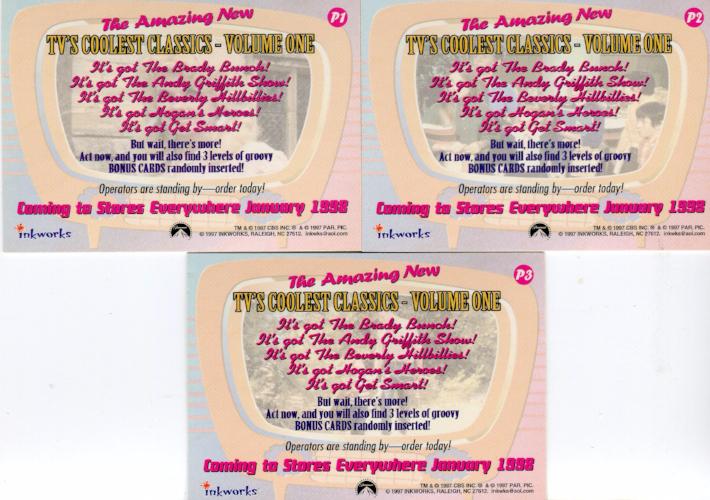 TV's Coolest Classics Promo Card Set 3 Cards P1 P2 P3 - TvMovieCards.com