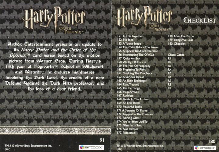 Harry Potter Order of Phoenix Update Base Card Set 90 Cards   - TvMovieCards.com