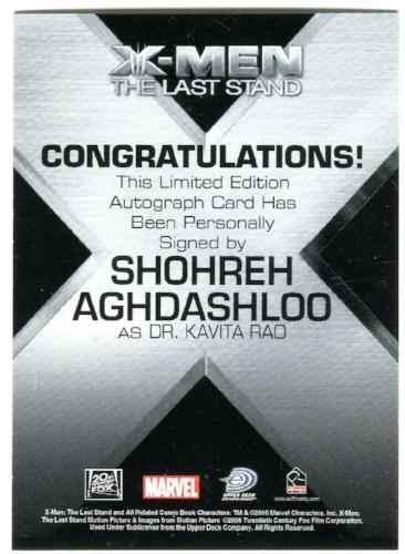 X-Men The Last Stand Autograph Card Shohreh Aghdashloo as Dr. Kavita   - TvMovieCards.com