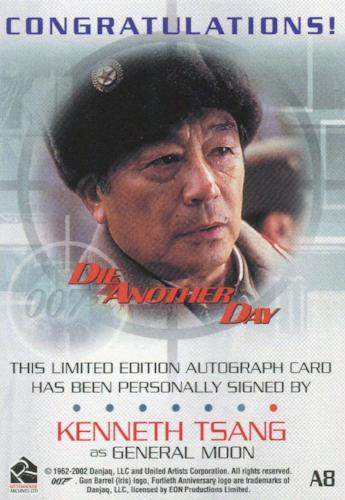 James Bond Die Another Day Kenneth Tsang Autograph Card A8   - TvMovieCards.com