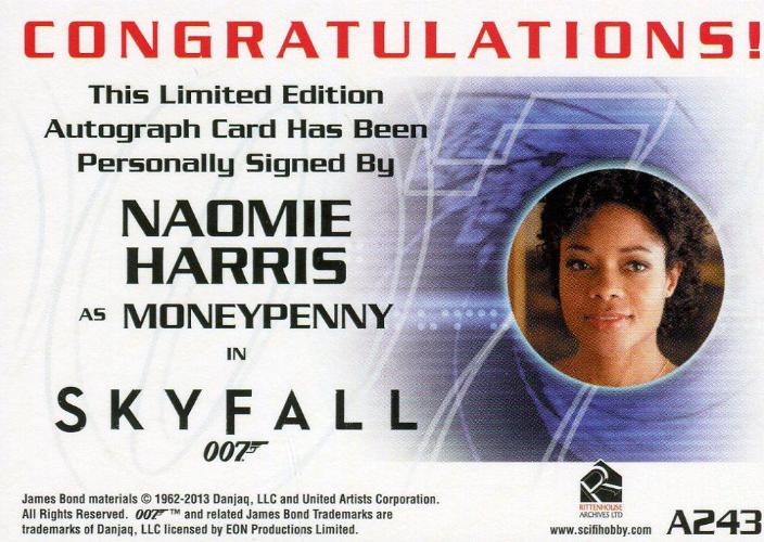 James Bond Autographs & Relics Naomie Harris Moneypenny Autograph Card A243   - TvMovieCards.com