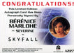 James Bond Autographs & Relics Berenice Marlohe as Severine Autograph Card A227   - TvMovieCards.com