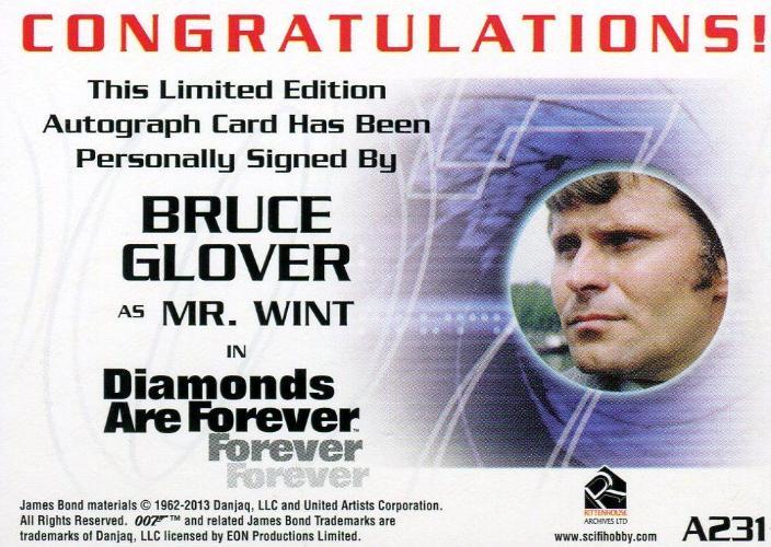 James Bond Autographs & Relics Bruce Glover as Mr. Wint Autograph Card A231   - TvMovieCards.com
