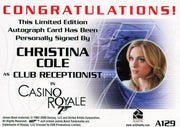 James Bond 2009 Archives Christina Cole Autograph Card A129   - TvMovieCards.com