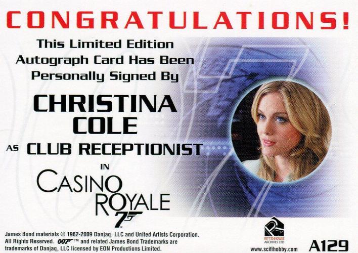 James Bond 2009 Archives Christina Cole Autograph Card A129   - TvMovieCards.com