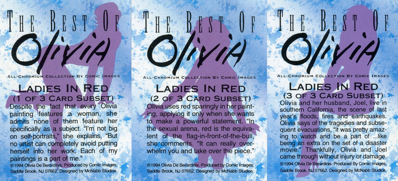 Olivia Best Of Olivia 3 Card Ladies In Red Chase Card Set Comic Images 1994   - TvMovieCards.com