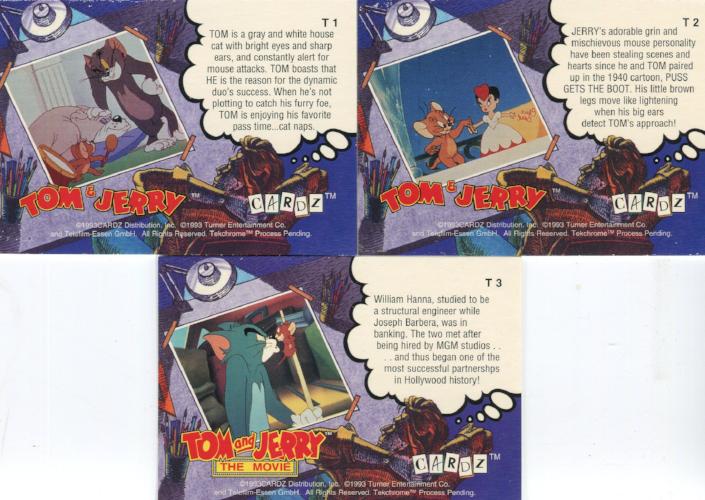Tom & Jerry Tekchrome Chase Card Set 3 Cards T1 T2 T3 1993 CardZ - TvMovieCards.com