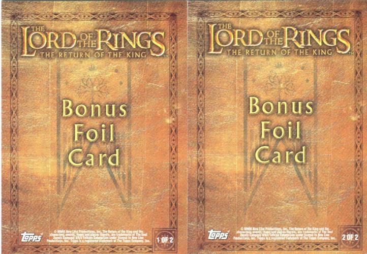 Lord of the Rings Return of King Box Topper Bonus Foil Chase Card Set 2 Cards   - TvMovieCards.com