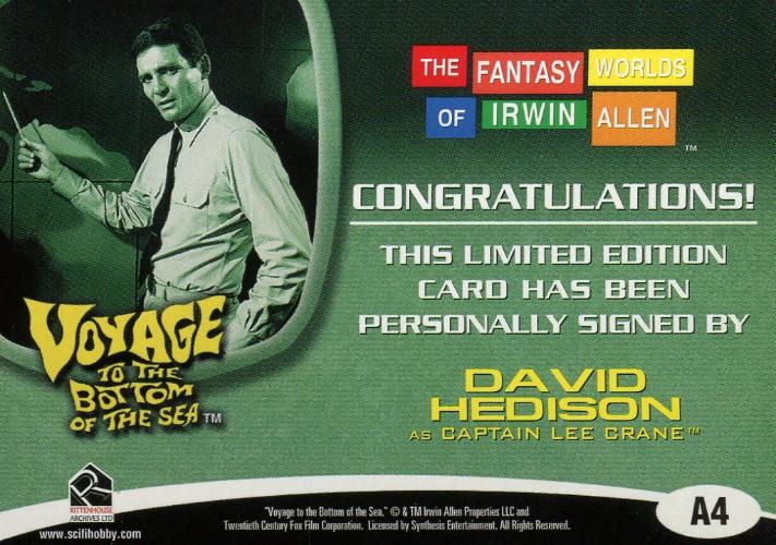 Fantasy Worlds Irwin Allen Voyage Bottom of Sea David Hedison Autograph Card A4   - TvMovieCards.com