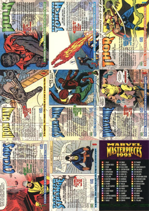 Marvel Masterpieces Series Two 90 Base Card Set 1993 Skybox   - TvMovieCards.com