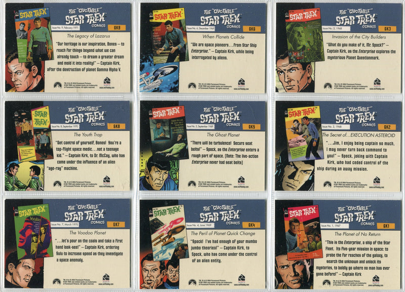 Star Trek TOS Quotable Comic Books Set of 9 GOLD KEY Chase Cards (GK1-GK9)   - TvMovieCards.com