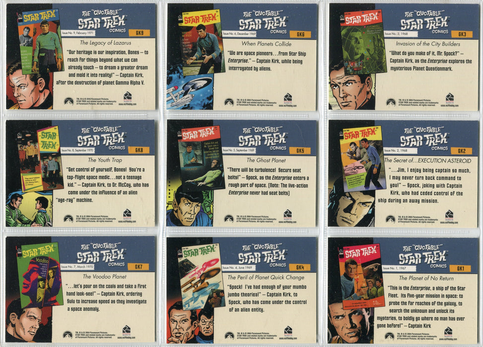 Star Trek TOS Quotable Comic Books Set of 9 GOLD KEY Chase Cards (GK1-GK9)   - TvMovieCards.com