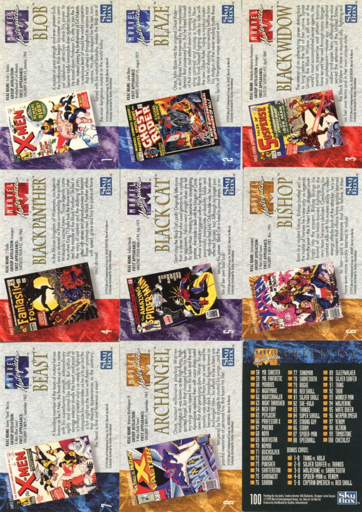 Marvel Masterpieces Series I One 100 Base Card Set Joe Jusko 1992 Skybox - TvMovieCards.com