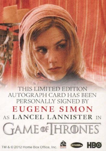 Game of Thrones Season 4 Eugene Simon as Lancel Lannister Autograph Card   - TvMovieCards.com