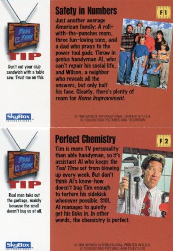 Home Improvement TV Show Foil Stamped Chase Card Set F1 & F2 Skybox 1994   - TvMovieCards.com