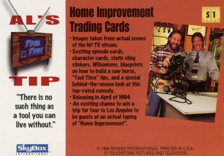 Home Improvement TV Show Promo Card S1 Skybox 1994   - TvMovieCards.com
