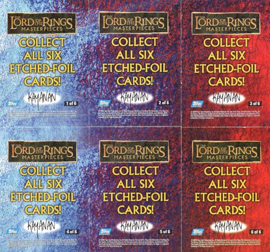 Lord of the Rings Masterpieces Series One Etched Foil Chase Card Set 6 Cards   - TvMovieCards.com