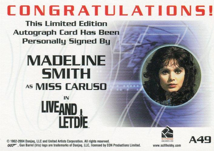 James Bond A49 The Quotable James Bond Madeline Smith Autograph Card   - TvMovieCards.com