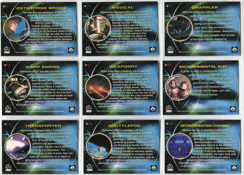 Star Trek Enterprise Season 1: 22nd TECHNOLOGY Chase Card Set T1 thru T9   - TvMovieCards.com