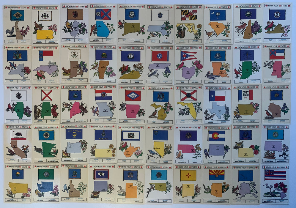 1976 Colonial Bread - Know Your States complete card set  50 Cards Card Set