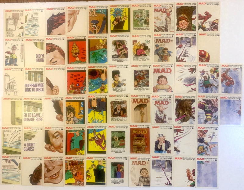 1983 Fleer Mad Magazine Stickers Complete Set 128 Numbered 64 Unnumbered NM/EX B - TvMovieCards.com