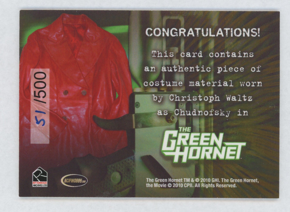 Green Hornet 2011 Movie Christopher Waltz as Chudnofsky Costume Card 51/500 - TvMovieCards.com